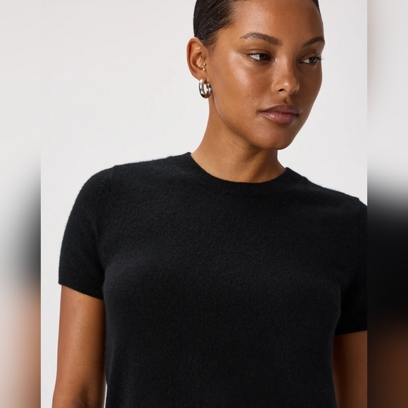 Quince Mongolian Cashmere Tee Black Large - Picture 9 of 12